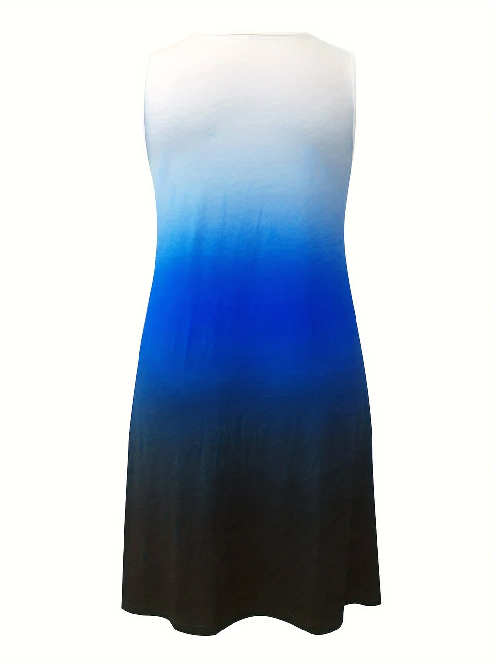 Plus Size Gradient Color Print Dress Vacation V Neck Tank Dress For Spring & Summer Women's Plus Size Clothing Sleeveless Dress