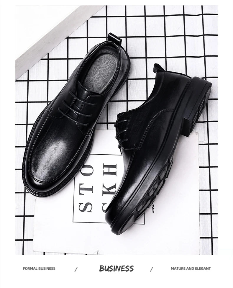 Men Plus Size Elevator Shoes 3/6/8CM Height Increase Formal Office Wedding Party Dress Heightened Shoes Casual Leather Oxfords