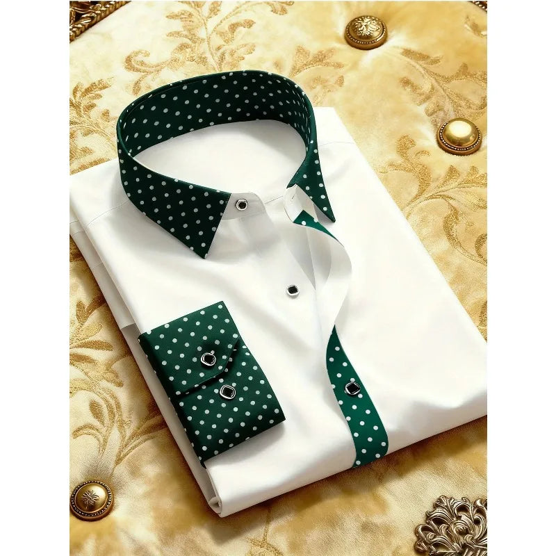 FGKKS Men's Shirt Brand New Arrival Patchwork Four Season Tuxedo Long Sleeve Smart Casual Elastic Male Business Shirts