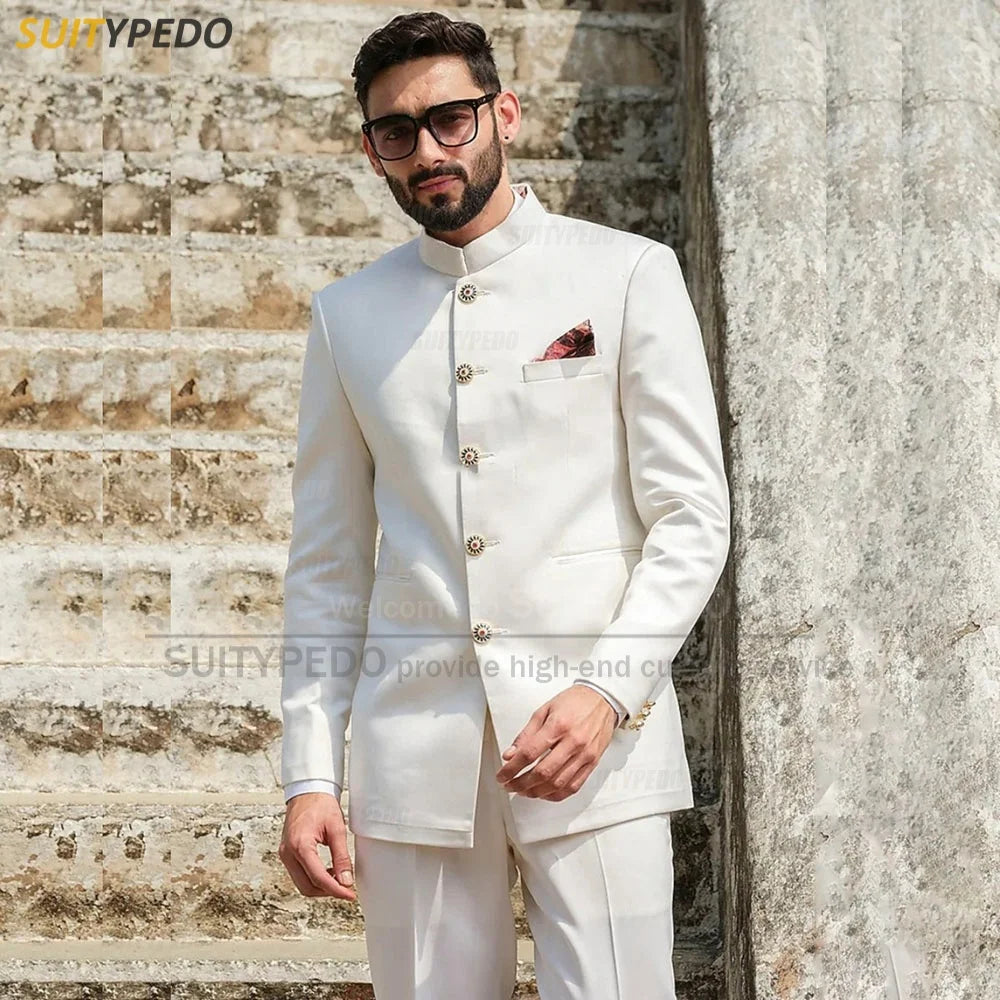 New Design Suit Sets For Men Fashion Evening Dinner  Single Breasted Tailor-made Slim Fit Blazer And Pants 2 Pieces Male Texudos