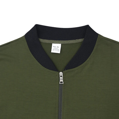 Spring And Autumn New Men's Set Leisure Sports Solid Color Standing Collar Zipper Jacket And Pants Two-piece Men's Clothing