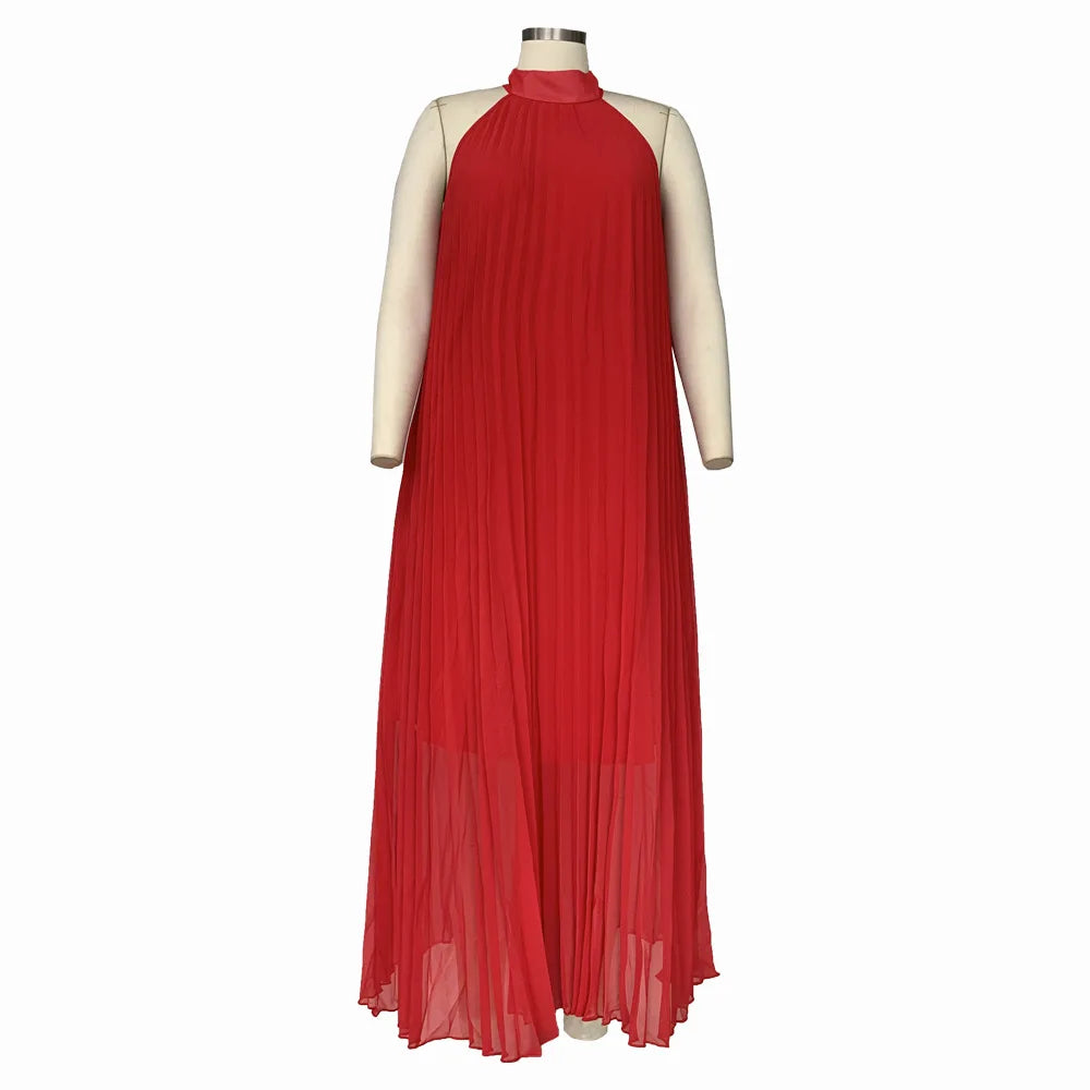 Wmstar Damen Übergröße Langarmkleid Ärmellos Bandage Neckholder Hohl Gesplitzt A-Linie Maxikleider Outfits Großhandel Dropshipping