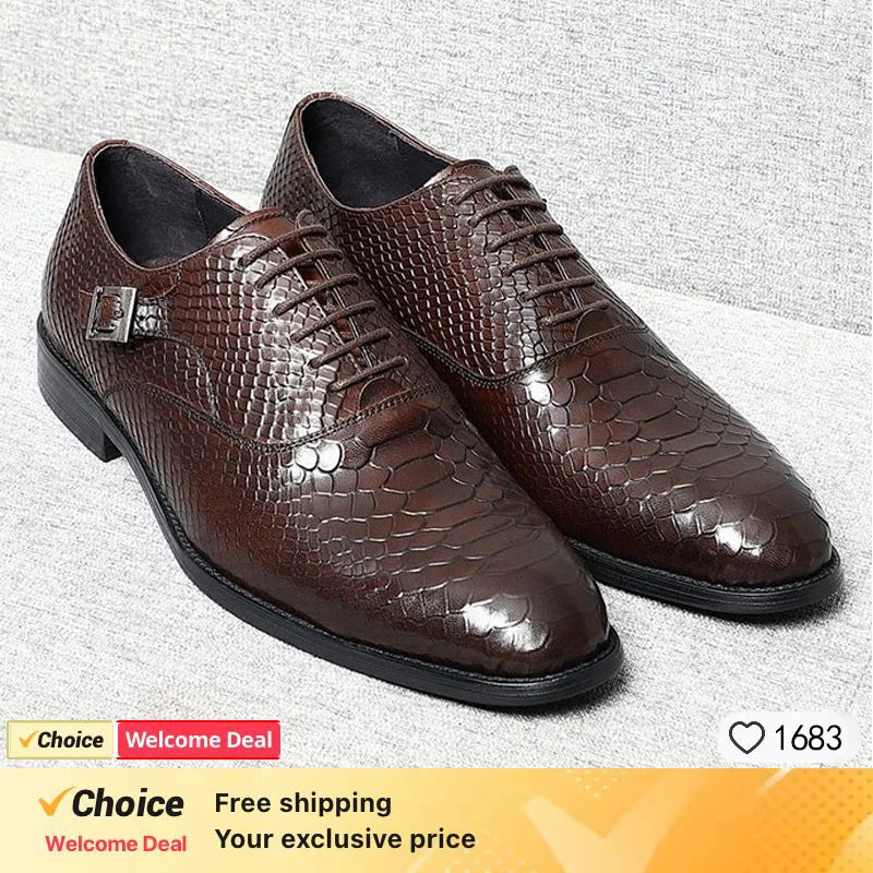 Italian Handmade Men's Oxford Shoes Real Calf Leather Black Brown Classic Brogue Business Wedding Dress Shoes For Men 2026 New
