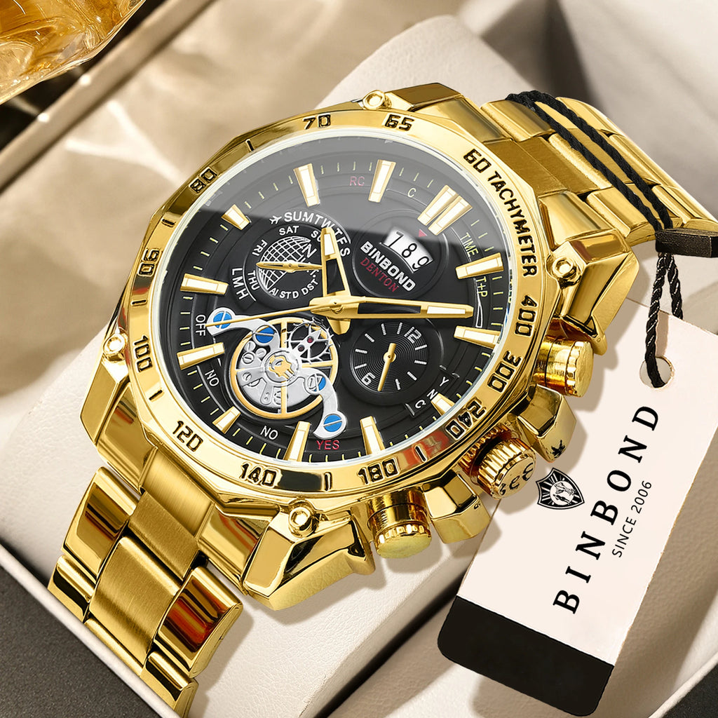 BINBOND Luxury Quartz Watches For Men Luminous Waterproof Auto Date Precise Durable Men's Watch Sports & Business Fashion Reloj