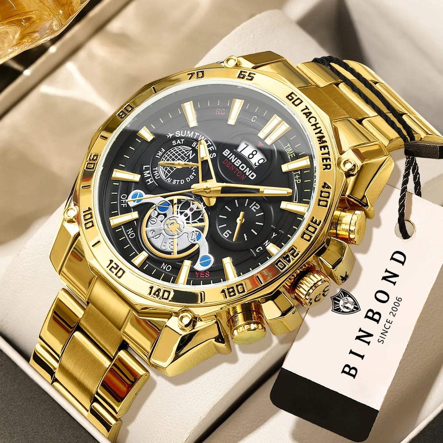 BINBOND Luxury Quartz Watches For Men Luminous Waterproof Auto Date Precise Durable Men's Watch Sports & Business Fashion Reloj