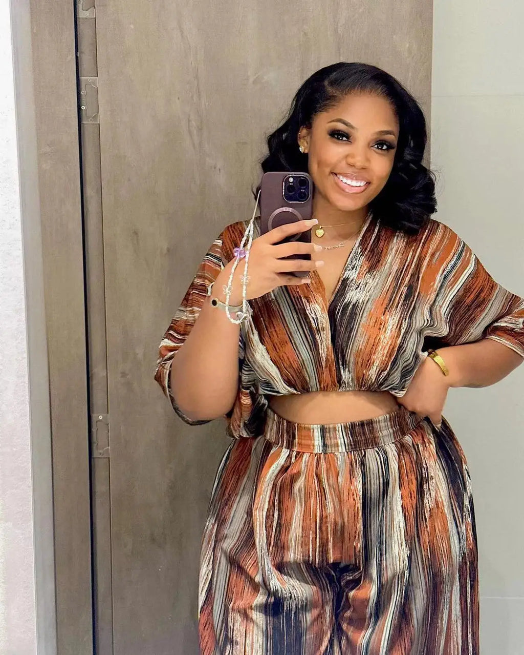 2 Pieces Women's Sets 2024 Summer Autumn Stripe Print Pullover Suit Tops And Pants Suits Two Piece Set Tracksuit Outfit