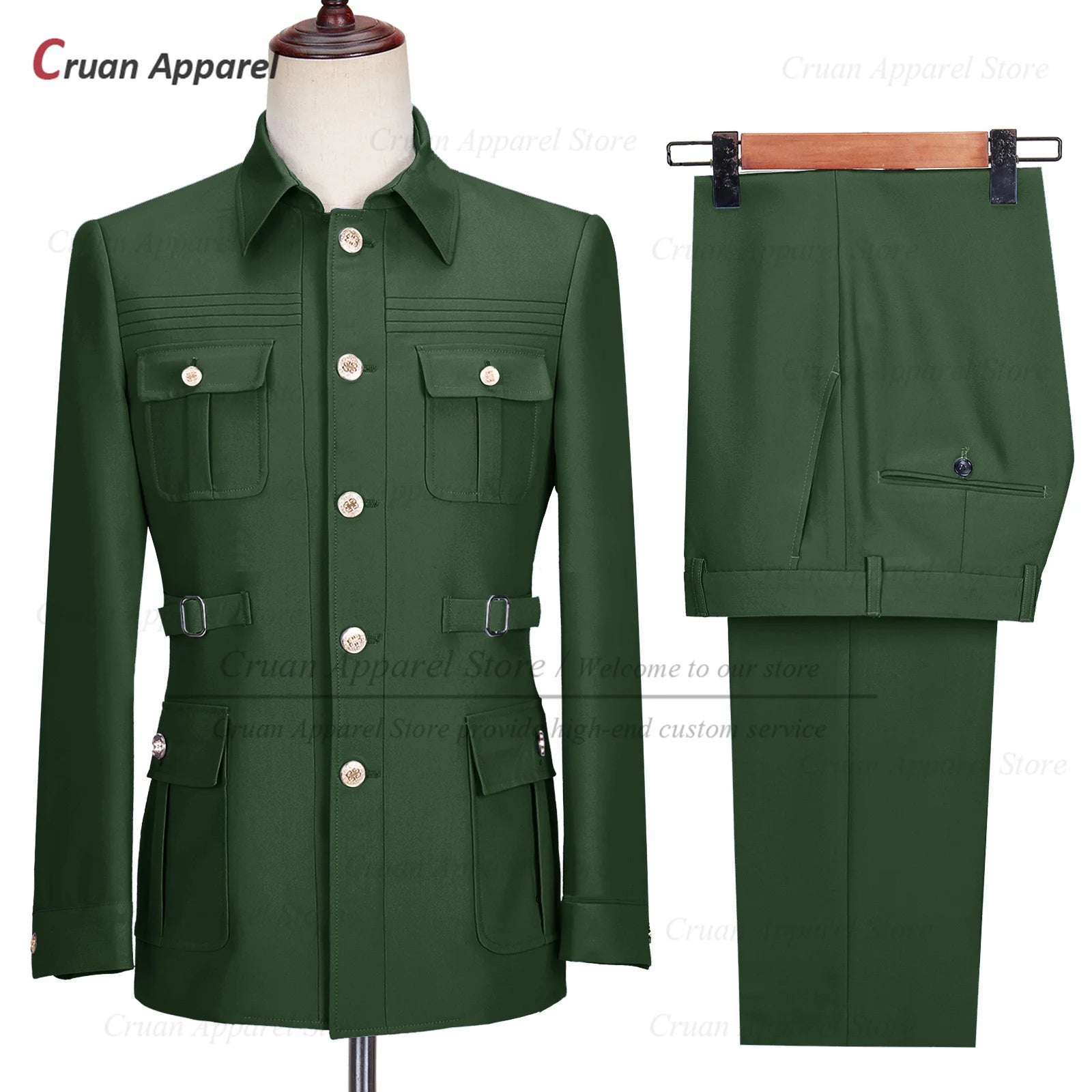 Fashion Men Suit Sets Costumes Formal Chinese Tunic Suit Blazer Pants 2 Pieces Tailor-made Wedding Business Prom Slim Fit Tuxedo