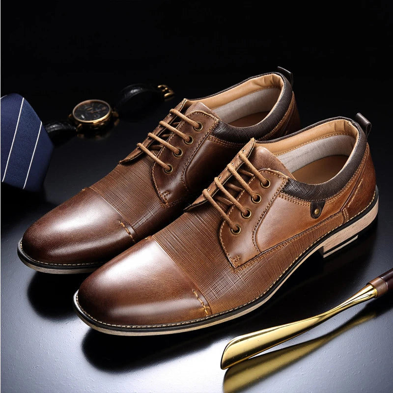 Italy Style Men's Dress Shoes Genuine Cow Leather Birthday Gift for Man Italiano Men Derby Shoes Plus Size zapatos hombre 1917