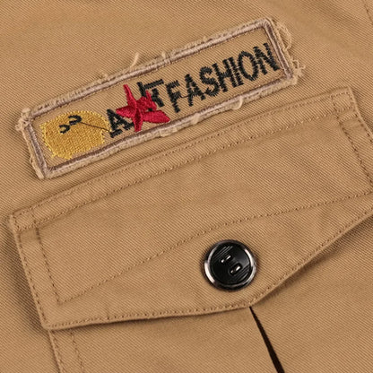 Men Fleece Fur Lined Thick Mid-Length Cotton Jacket Long Sleeve Autumn Winter Casual Jackets