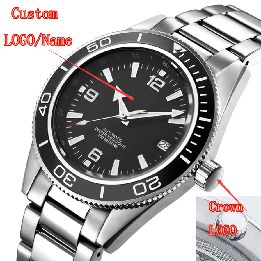 Custom watch logo for man Automatic high quality 41mm  NH35 Mechanical Watches Waterproof Sapphire Ceramic Bezel
