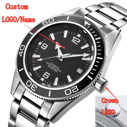 Custom watch logo for man Automatic high quality 41mm  NH35 Mechanical Watches Waterproof Sapphire Ceramic Bezel