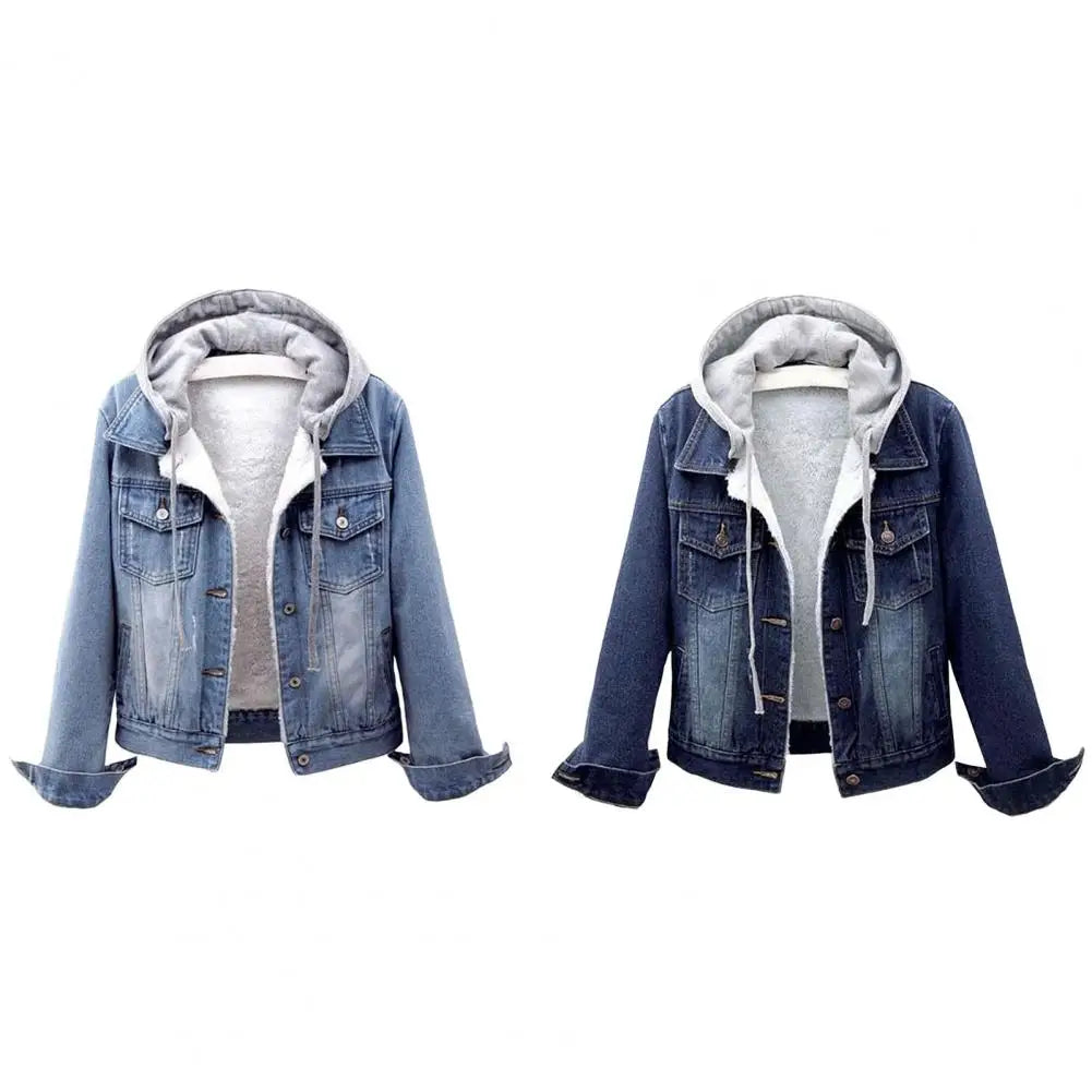 5xl Women Denim Chic Jacket Female Oversize Outerwear Loose Short Hooded Jeans Coat Big Pocket Tops 2024 Spring Autumn