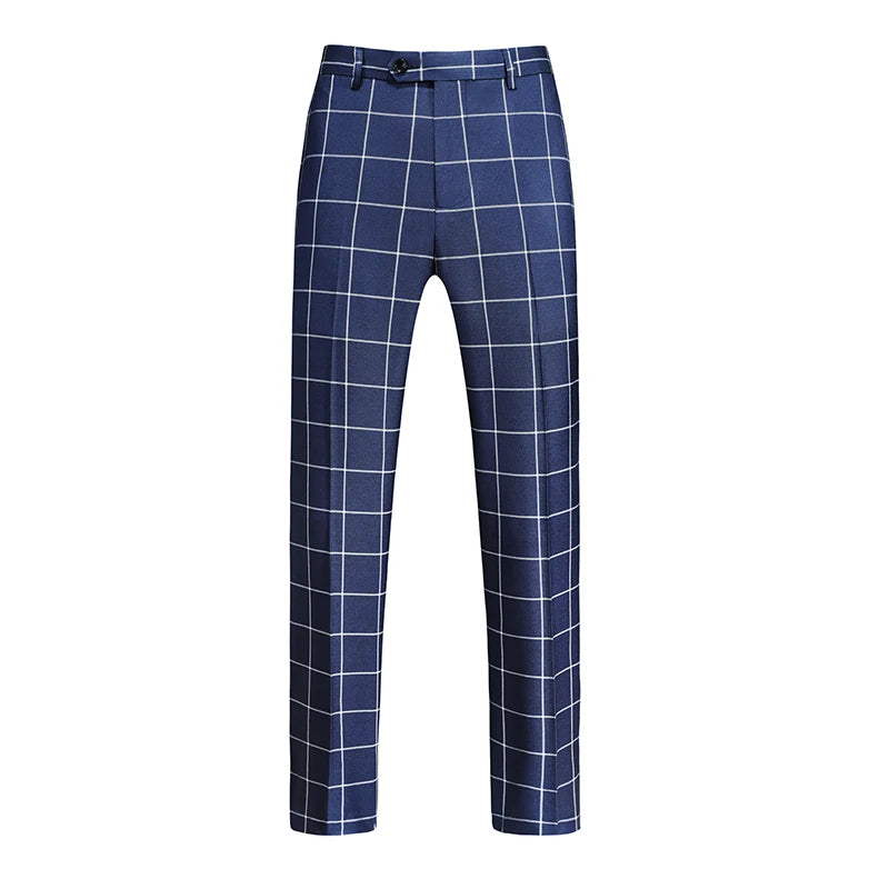 New Autumn Men's Asian Size Slim Fit Suit Pants, Black White Plaid Pant, Red Blue Vertical Striped Trousers. M-5XL 6XL