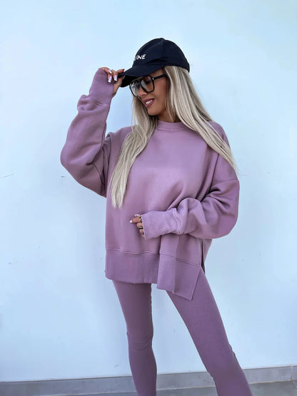 Spring summer  new Shirt  casual loose-fitting sweater tight pants 2 piece suit sets for women 2 pieces trousers sets