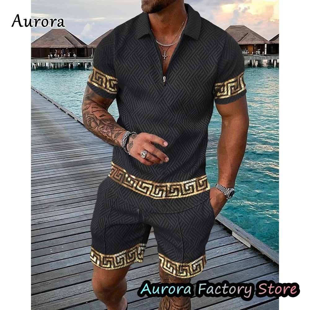 Luxury Men&#39;s Polo Set Summer Vintage Tracksuit Casual Stylish Outfit Male Polo Shirt Suit Hawaii Style Clothing New Streetwear