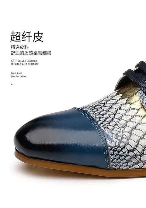 Luxusmarke Echtes Leder Herren Business Schuhe Mode Schlangenmuster Design Schnürschuhe Herren Business Anzug Bräutigam Hochzeitsschuhe