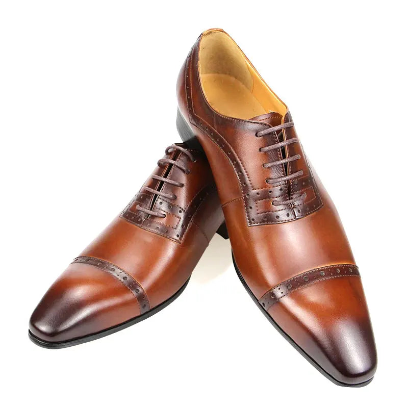 Luxury Men Shoes Dress Party Office Suit Italy Brand Casual Business Genuine Leather Shoe for Male Oxford Lace-up Handmade Black