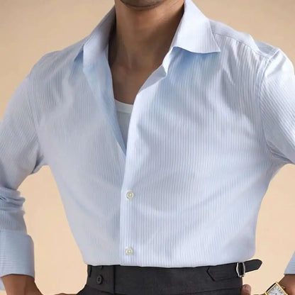 Cotton Blend Men Business Shirt Long Sleeve Top Quality Hairstylist Shirt Men Office Tuxedo Blue Shirt Men Social Herren Hemd