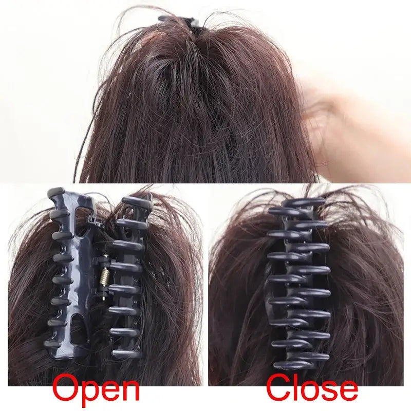 Synthetic 12Inch Ponytail Claw Clip Ponytail Extensions Short Curly Ponytail Ladies Black Brown Blonde Hair Clip for Women attachment details