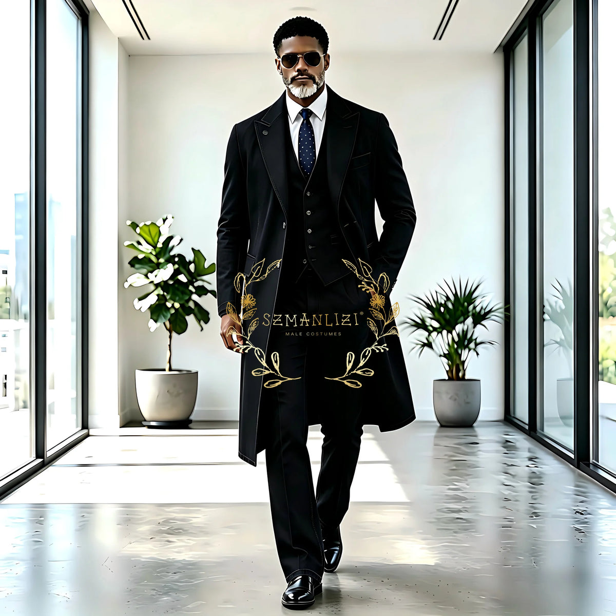 Men Denim Business Suit Long Jacket Groom Groomsman Wedding Party Prom Formal Occasion Men Tuxedos 3 Piece Set Blazer Vest Pants