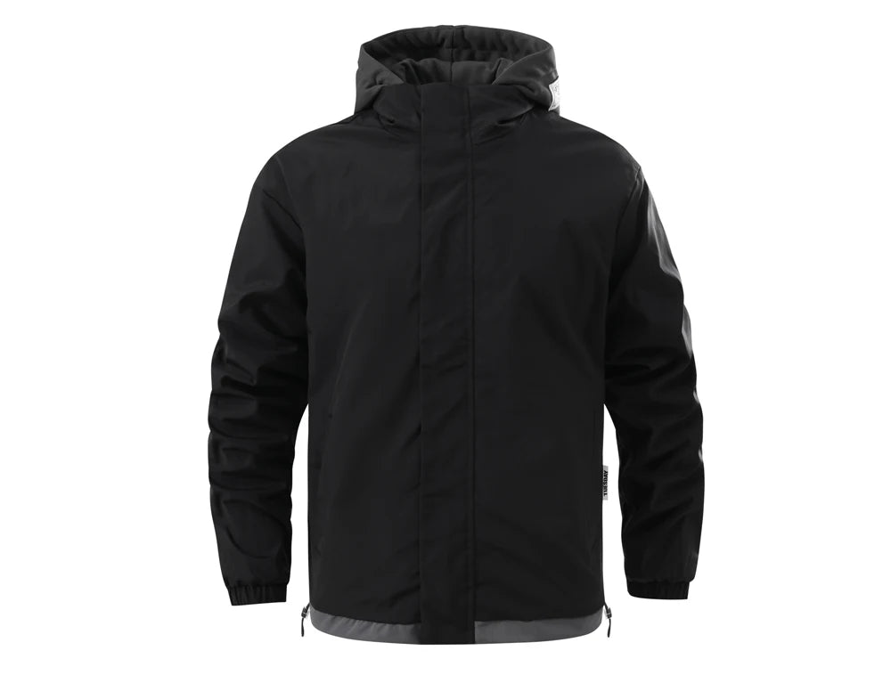 Autumn Winter Men's Bomber Jackets Fashion Men Mock Two-piece Hooded Cardigan Coats Men Windbreaker Loose Baseball Jackets 4XL