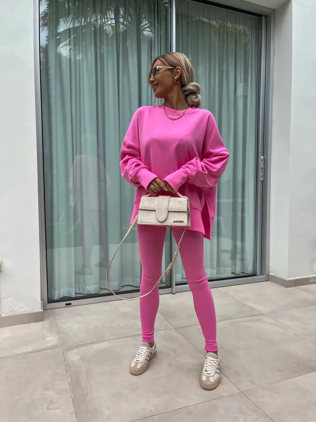 Spring summer  new Shirt  casual loose-fitting sweater tight pants 2 piece suit sets for women 2 pieces trousers sets