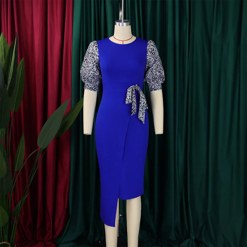 FairyShely 2025 Short Sleeve Patchwork Plus Size Dress Women Large Bodycon Big Dresses Lady Summer Party Tight Curvy Dress