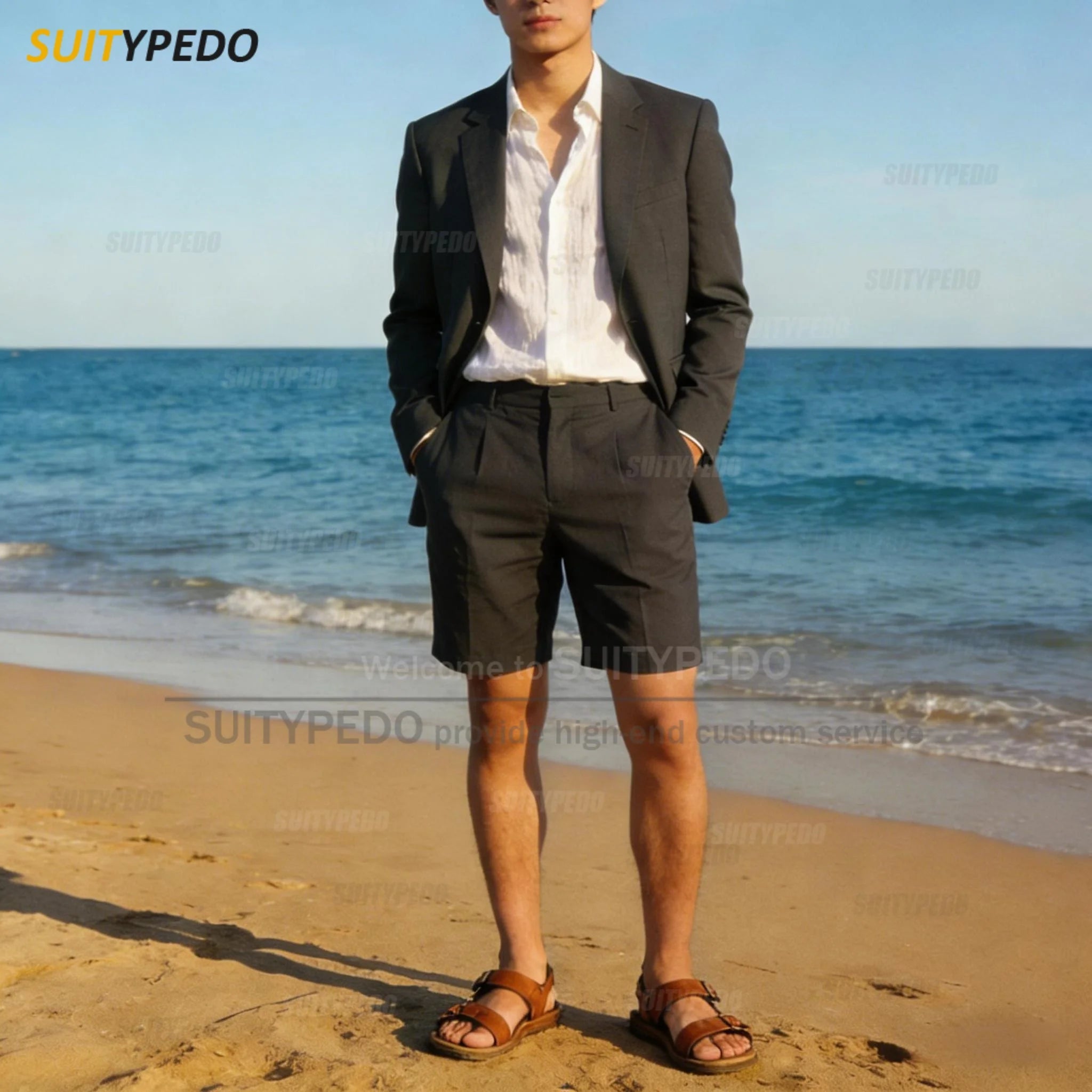 Summer New Design Suit Sets For Men 2 Piecs Blazer And Shorts Fashion Single Breasted Daily Beach Wedding Party Prom Suit Attire