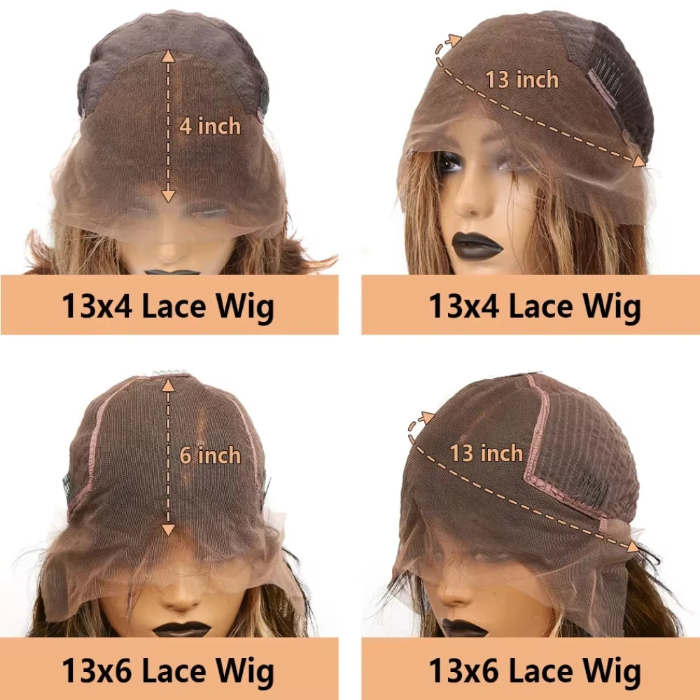 36 Inch Chocolate Brown Body Wave HD Lace Front Human Hair Wig Brazilian 13x6 Lace Frontal Wigs Preplucked for Women 200 Density