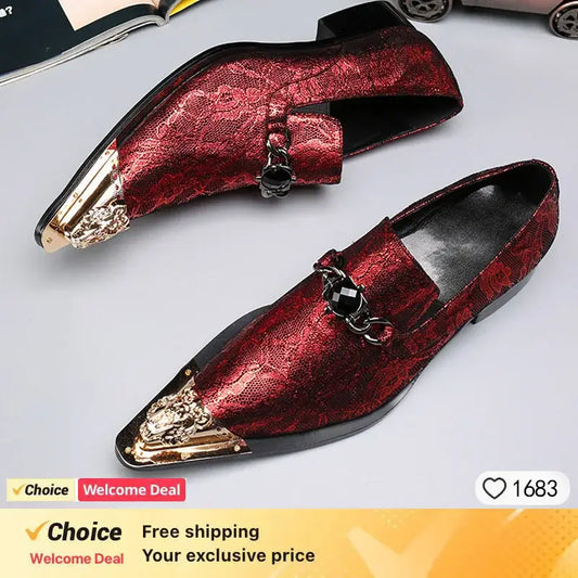 2025 Western Fashion Pointed Metal Toe Dress Shoes Blue Grey Party Wedding Leather Shoes for Men
