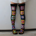 New Womens Autumn Winter Thigh Socks Extra Long Ethnic Crochet Knit Stockings Over Knee Socks Hot Sale