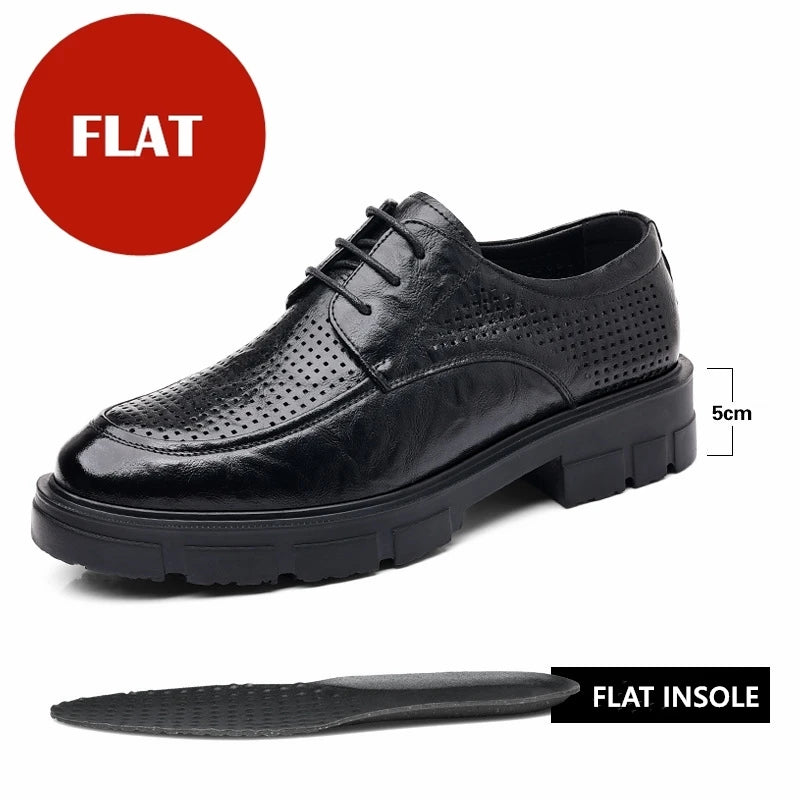 Men Dress Elevator Shoes Platform Breathable Lift Casual Business Luxury Genuine Leather Heightening Shoes 5/8/10CM Taller Male