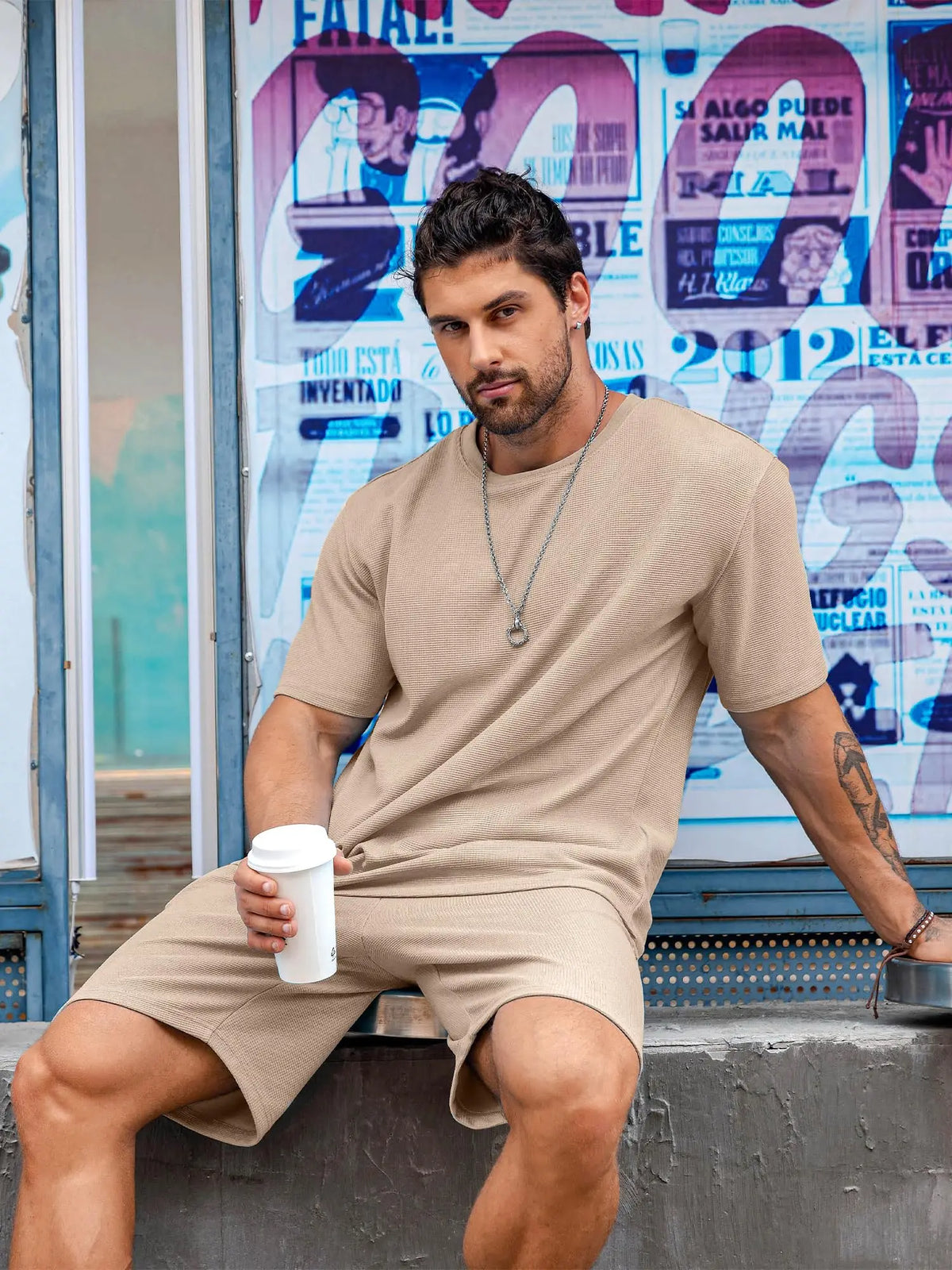 2024 Neu Rundhals Kurzarm T-Shirt Mode Shorts Set 3D Löwen Print Kurzarm Shorts 2-teiliges Herren Sommer Sport Set