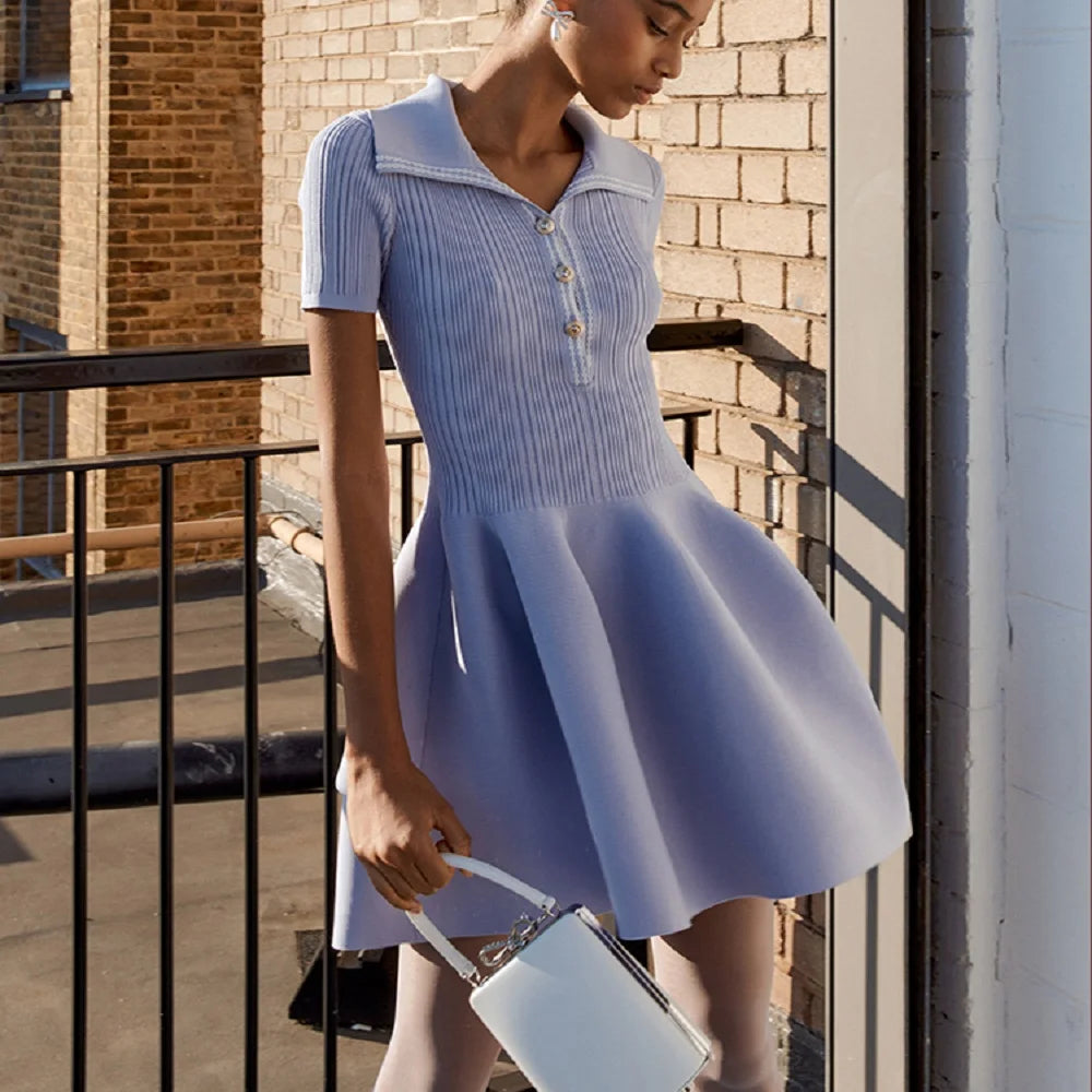 2025 Summer Women's Tight Dresses Knit Stretch Single-breasted Corset Elegant traf woman Dress y2k Clothes New Fashion Skirts