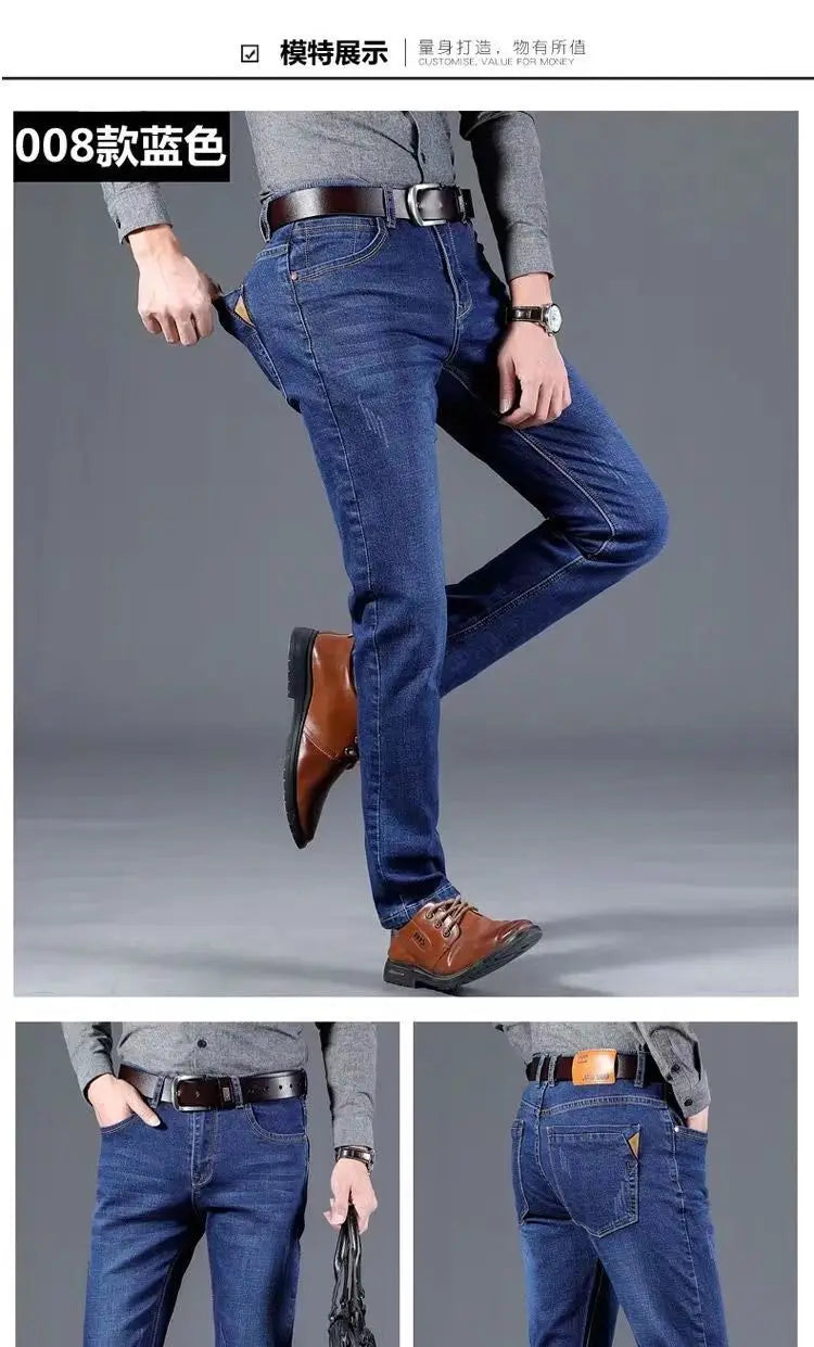 New Fashion Spring Autumn Men's Stretch Slim Jeans Casual Denim Luxury Clothing Men Designer Jeans Designer Clothes Cowboy Pants