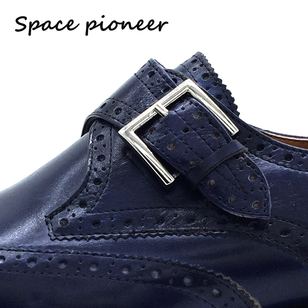 Single Monk Style Wedding Black Dress Bridegroom Shoes Handmade Genuine Leather Fashion Solid Shoes for Men