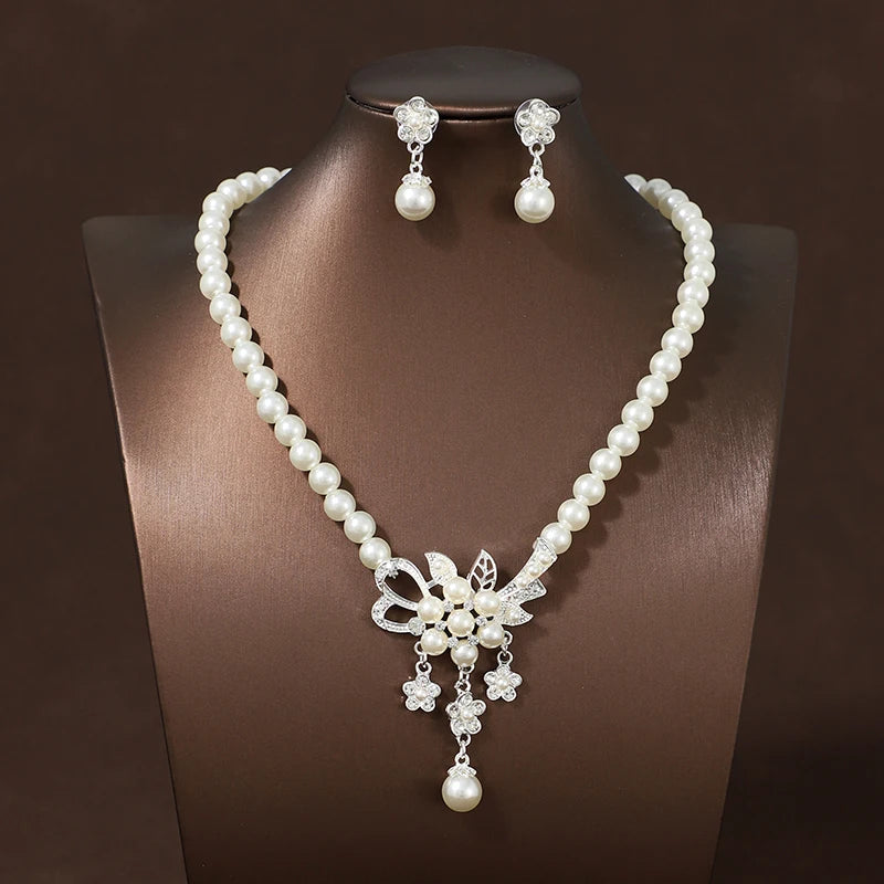 Itacazzo Bride Accessories Exquisite Necklace Earrings Three Piece Set&Suitable for Women's Wedding, Birthday, Party Matching