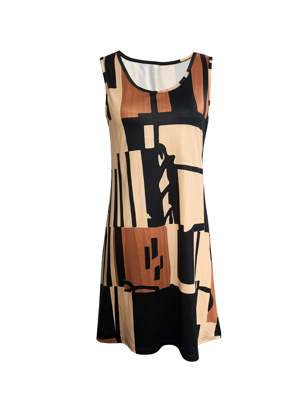 Spring&Summer Women's Geometric Pattern Sleeveless Dress For Summer Vacation,dresses for women summer?Women Bohemia Midi Dresses