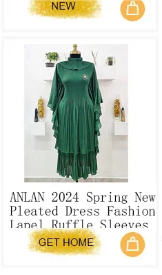ANLAN Miyake Pleated Stripe Dress Fashion Relaxed Party Temperament Maxi Long Dresses 2024 Summer New Elegant Women's Clothing