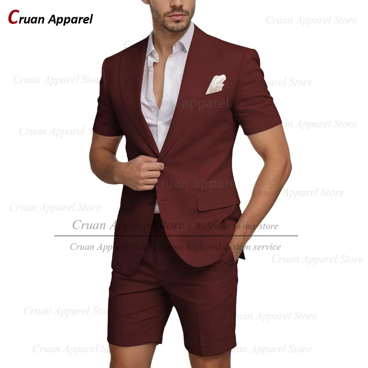 Beach Linen Men Suit Shorts Slim Fit Formal Best Man Groom Wedding Dress Tuxedo Casual Short Sleeve Blazer Pants 2 Pieces 2026