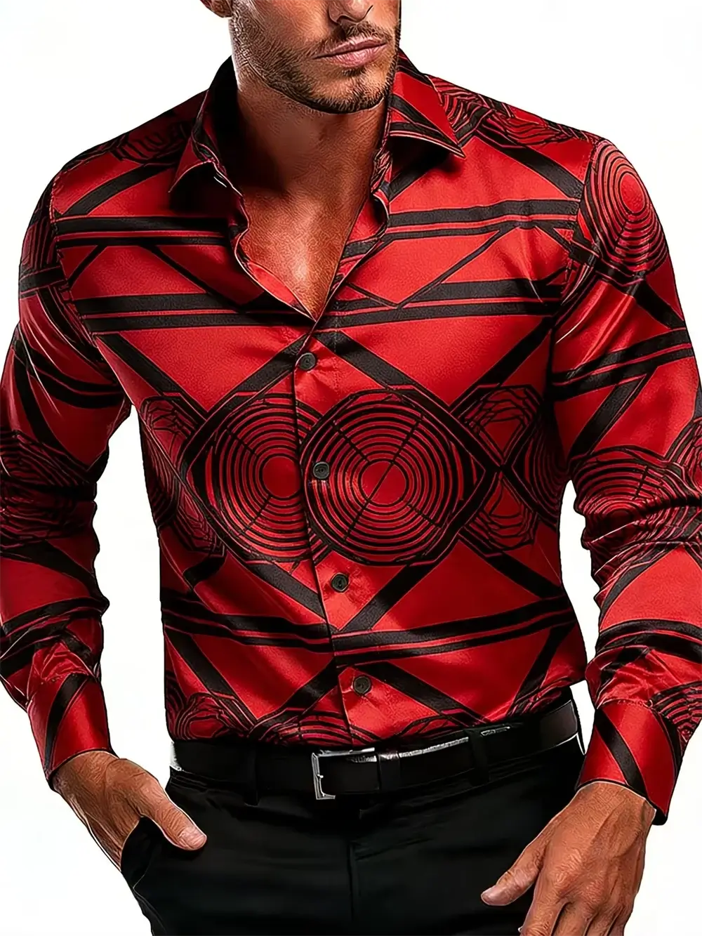 Neues Herren-Langarmshirt mit 3D-Blumendruck und hochwertigen Mustern, lässiges Langarm-Oberteil mit Kragen