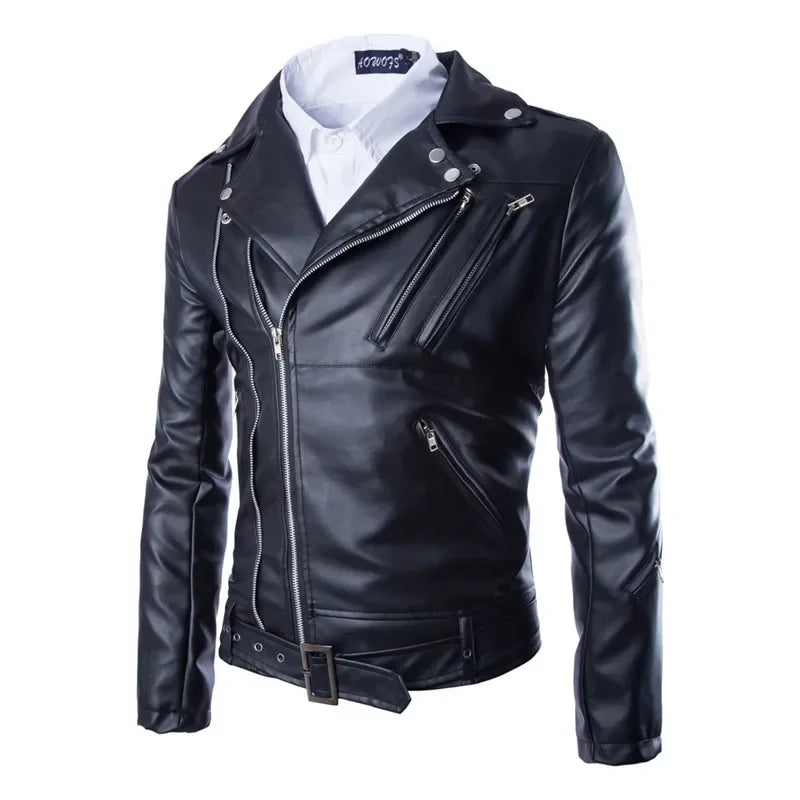 2026 Men's Biker Leather Jacket Large Size Stand Collar Zipper Colorful Jacket Youth Outerwear Casual Loose Fit Winter Coat