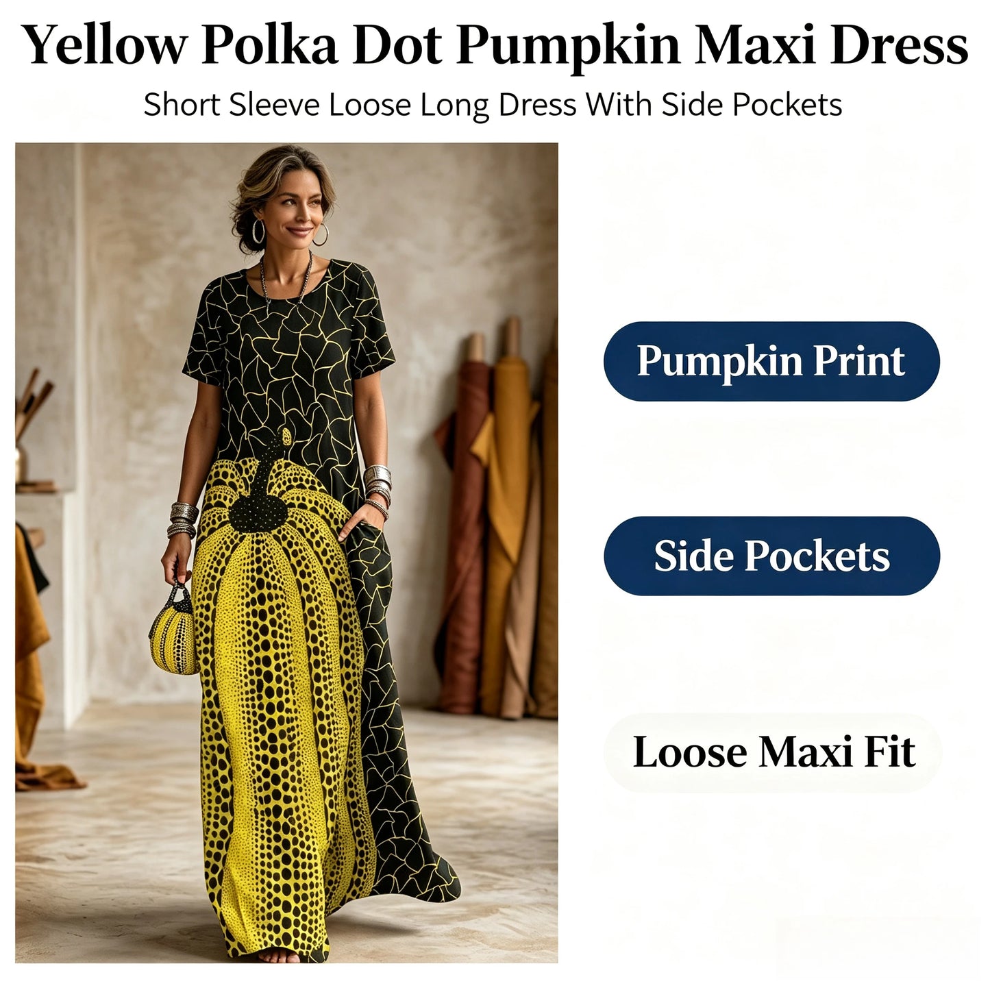 Freeacy 2026 Summer New Artistic Print Maxi Dress for Women Round Neck Short Sleeve Casual Party Dresses Vacation Sundress