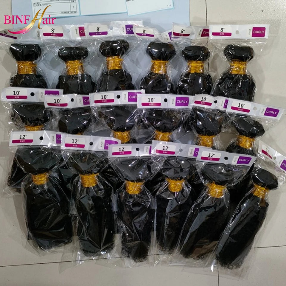 Kinky Curly Bundles Human Hair 28 30 Inches 2 3 4 Bundles Unprocessed Virgin Burmese Afro Curly Bundles 4c Curls Humn Hair Double Weft Hair Extension