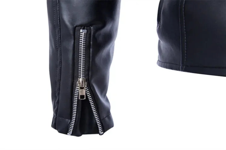 2026 Men's Biker Leather Jacket Large Size Stand Collar Zipper Colorful Jacket Youth Outerwear Casual Loose Fit Winter Coat