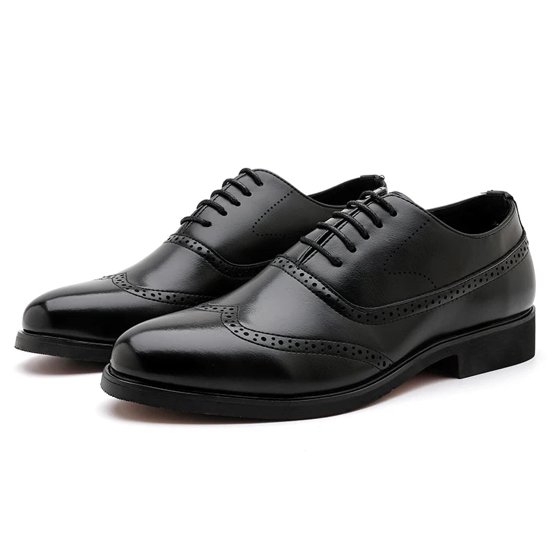 Herren Schwarze Brogue Oxford Schuhe Formelle Anzugschuhe für Business Hochzeit Rote Sohle Bequeme Schnürschuhe