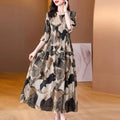 2026 Fashion Dresses for Women Elegant O-Neck Print Women Dress Slim Folds A-LINE Dress Women Vestidos De Verano Mujer Q6292