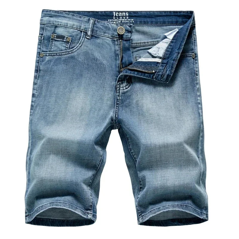 2025 Summer New Men's Denim Shorts Classic Black Blue Thin Section Fashion Slim Business Casual Jeans Shorts Male Brand