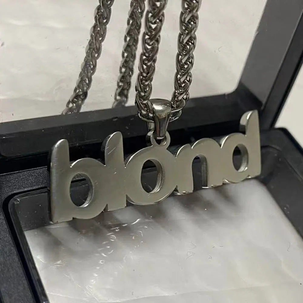 Hip Hop Stainless Steel Letter Necklace Titanium Steel Fashion Men's and Women's Sweater Chain Jewelry Accessories Collection