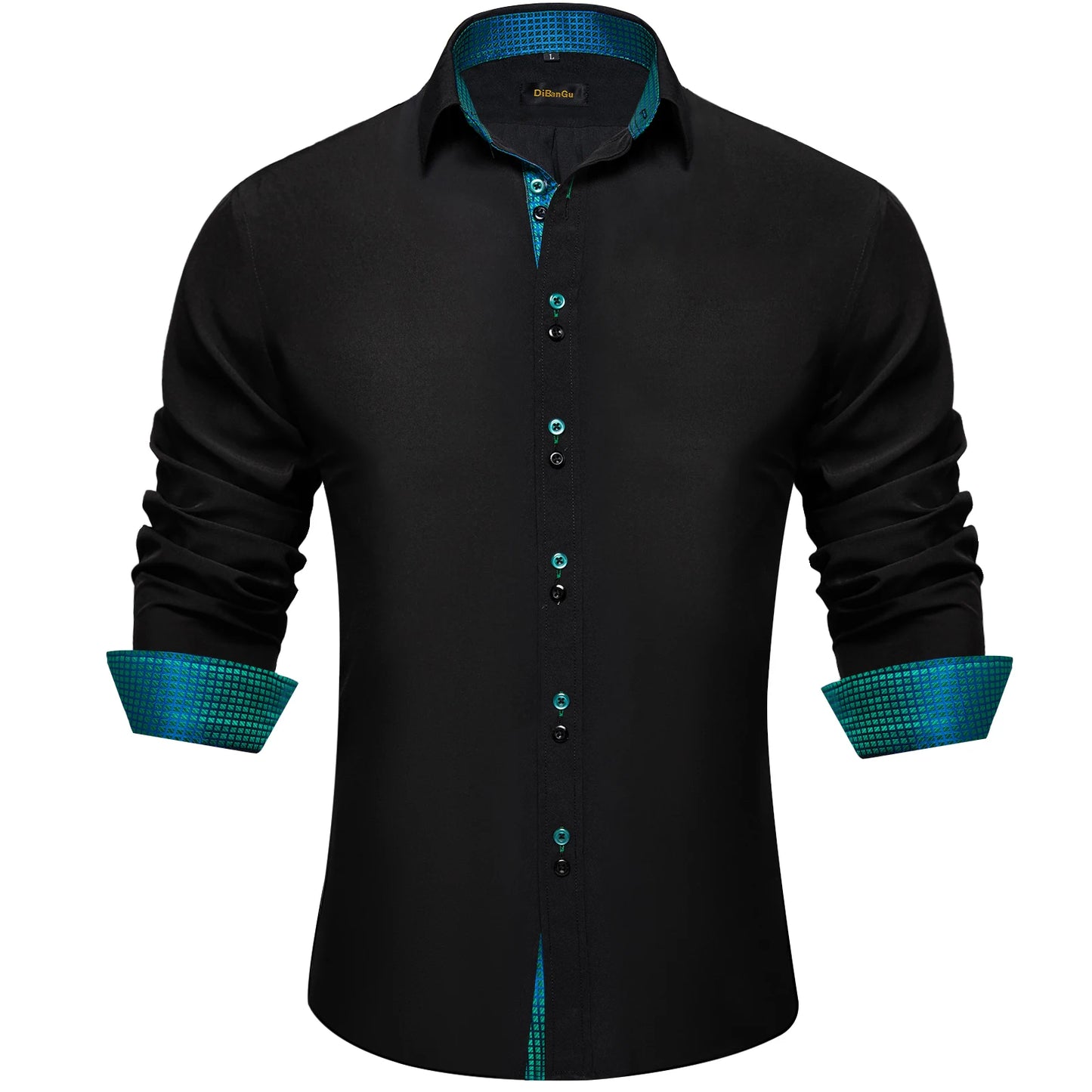Men's Casual Long Sleeve Shirt with Inner Paisley Contrast Pattern Elegant Turn Down Collar Dress Shirt for Business Date Tops